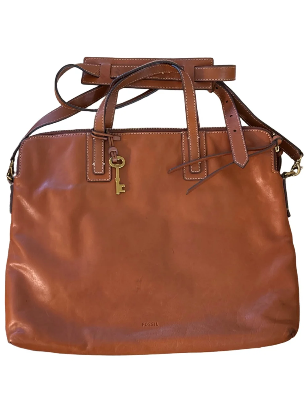 Women's Fossil Brown Leather Laptop Bag One Size